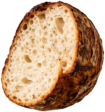 Second sourdough half with a dark golden crust