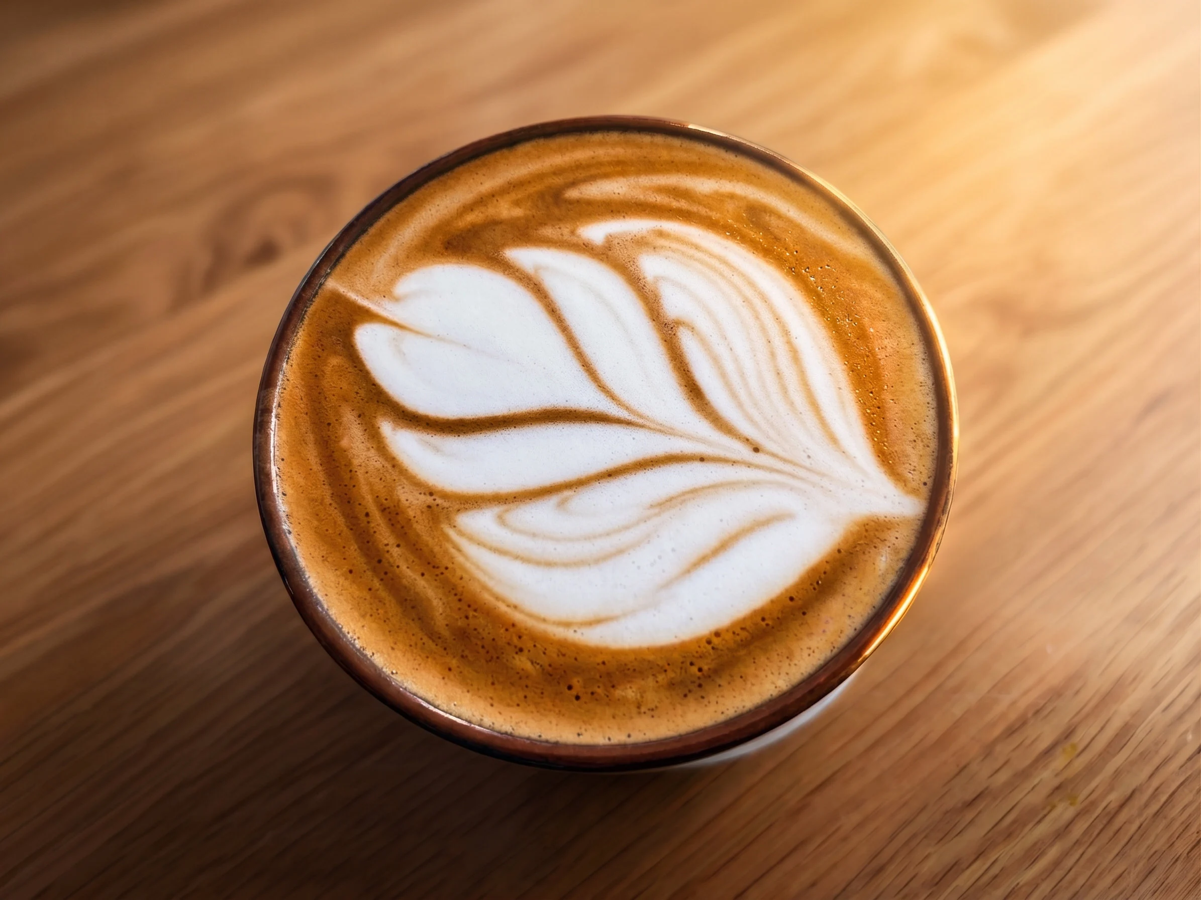 A close view of floral latte art